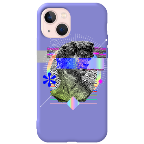 Apple iPhone 13 Statue pixels Purple Colored Silicone TPU Θήκη