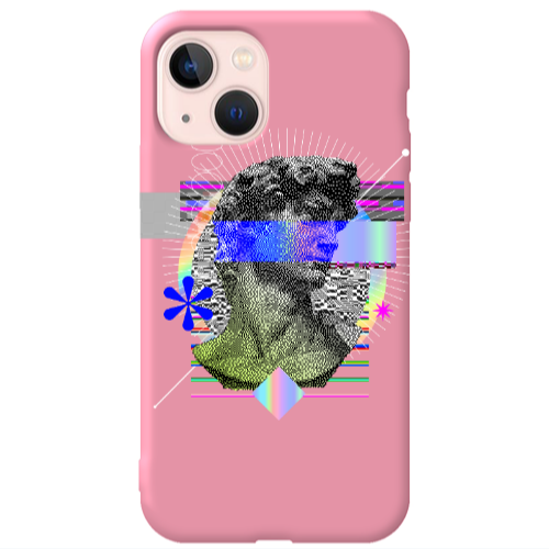 Apple iPhone 13 Statue pixels Pink Colored Silicone TPU Θήκη