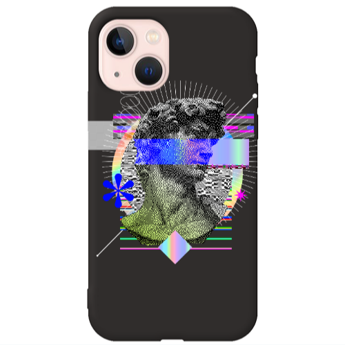 Apple iPhone 13 Statue pixels Black Colored Silicone TPU Θήκη