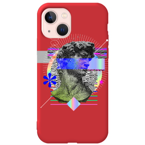 Apple iPhone 13 Statue pixels Red Colored Silicone TPU Θήκη