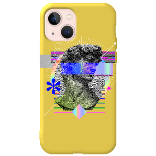 Apple iPhone 13 Statue pixels Yellow Colored Silicone TPU Θήκη