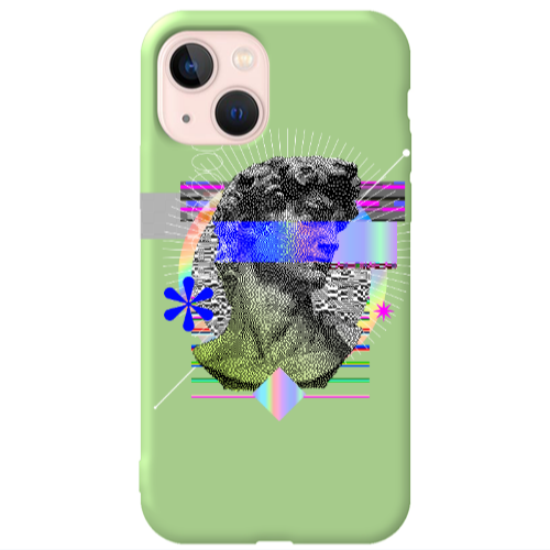 Apple iPhone 13 Statue pixels Light Green Colored Silicone TPU Θήκη