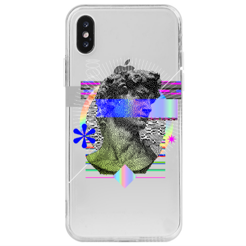 Apple iPhone X Statue pixels Transparent Silicone TPU Θήκη