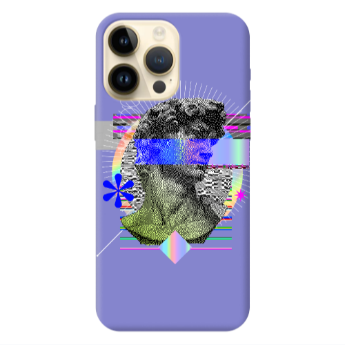 Apple iPhone 13 Pro Max Statue pixels Purple Colored Silicone TPU Θήκη