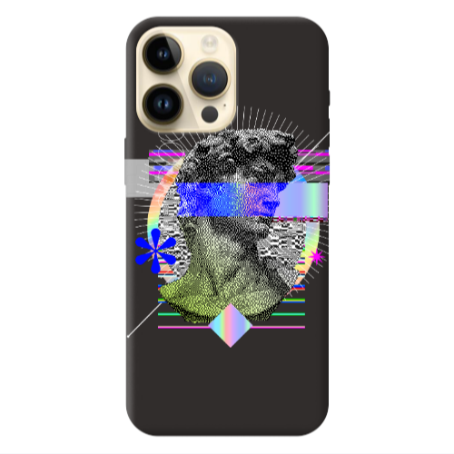 Apple iPhone 13 Pro Max Statue pixels Black Colored Silicone TPU Θήκη
