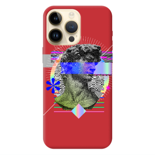 Apple iPhone 13 Pro Max Statue pixels Red Colored Silicone TPU Θήκη