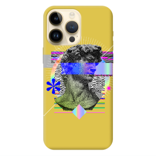 Apple iPhone 13 Pro Max Statue pixels Yellow Colored Silicone TPU Θήκη