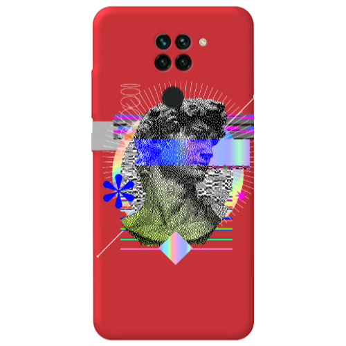 Xiaomi Redmi Note 9 Statue pixels Red Colored Silicone TPU Θήκη