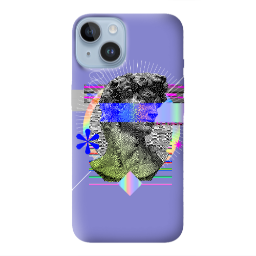 Apple iPhone 14  Statue pixels Purple Colored Silicone TPU Θήκη