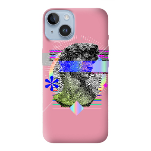 Apple iPhone 14  Statue pixels Pink Colored Silicone TPU Θήκη