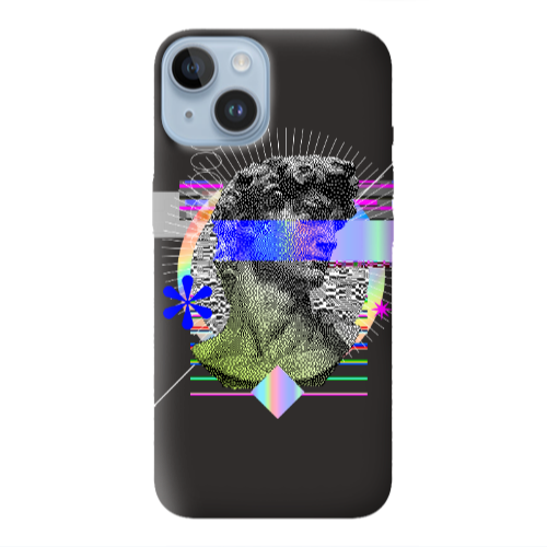 Apple iPhone 14  Statue pixels Black Colored Silicone TPU Θήκη