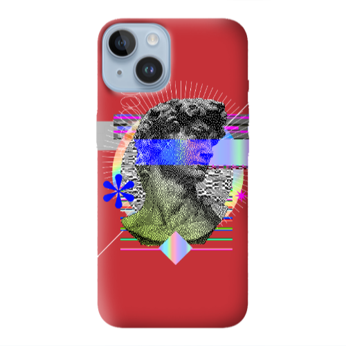 Apple iPhone 14 Plus Statue pixels Red Colored Silicone TPU Θήκη