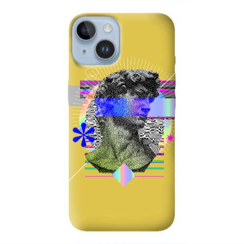 Apple iPhone 14 Plus Statue pixels Yellow Colored Silicone TPU Θήκη