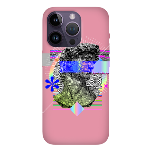 Apple iPhone 14 Pro  Statue pixels Pink Colored Silicone TPU Θήκη