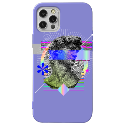 Apple iPhone 13 Pro Statue pixels Purple Colored Silicone TPU Θήκη