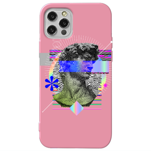 Apple iPhone 13 Pro Statue pixels Pink Colored Silicone TPU Θήκη