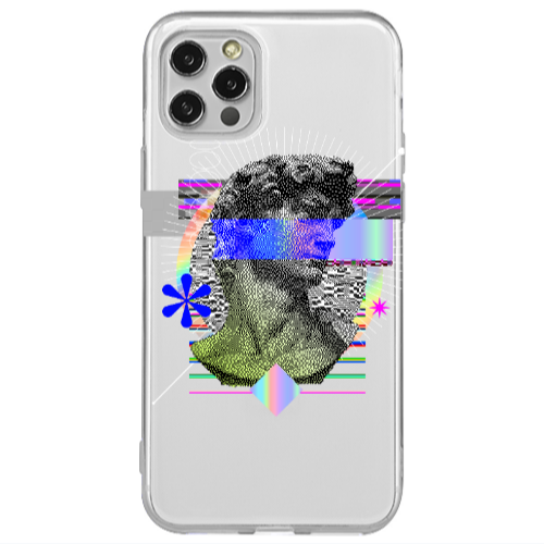 Apple iPhone 12 Pro Statue pixels Transparent Silicone TPU Θήκη