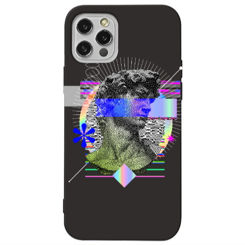 Apple iPhone 12 Pro Statue pixels Black Colored Silicone TPU Θήκη