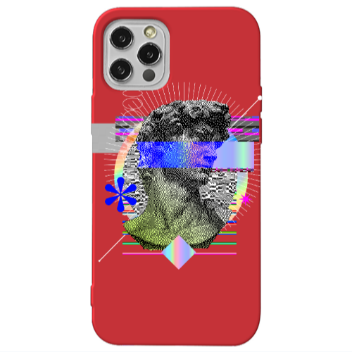 Apple iPhone 12 Pro Statue pixels Red Colored Silicone TPU Θήκη