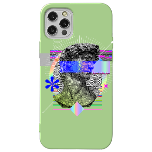 Apple iPhone 12 Pro Statue pixels Light Green Colored Silicone TPU Θήκη