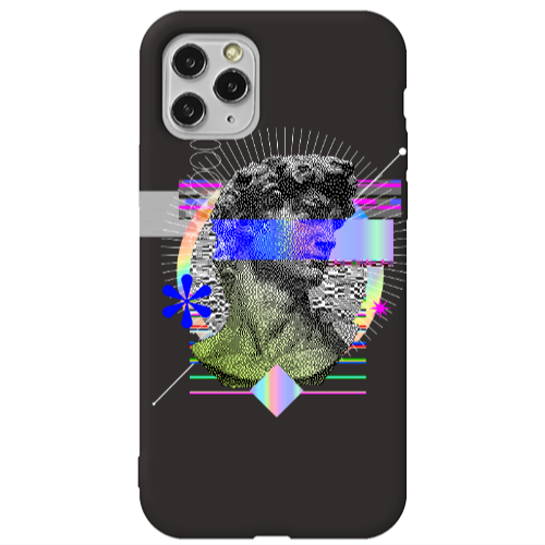 Apple iPhone 11 Pro Max Statue pixels Black Colored Silicone TPU Θήκη