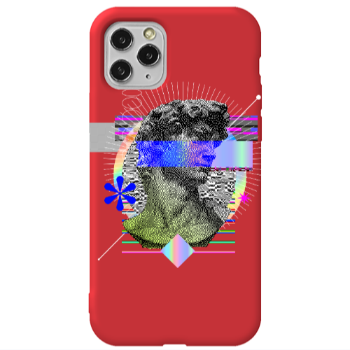Apple iPhone 11 Pro Max Statue pixels Red Colored Silicone TPU Θήκη