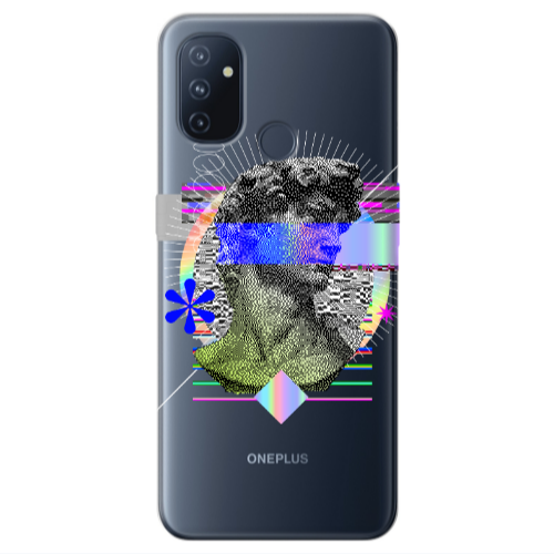 Oneplus Nord 100 Statue pixels Transparent Silicone TPU Θήκη