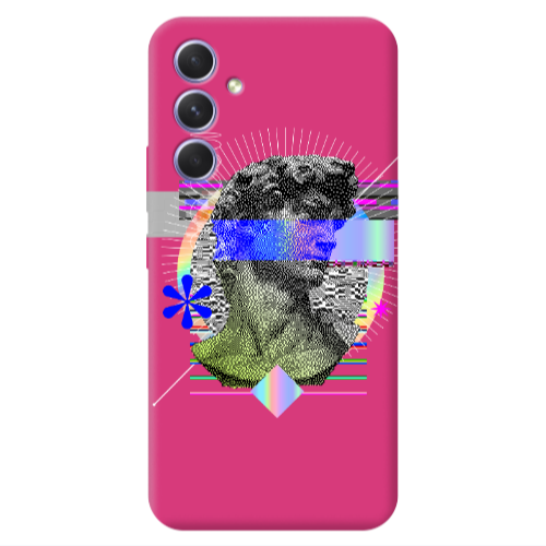 Samsung A54 Statue pixels Fuchsia Colored Silicone TPU Θήκη