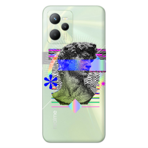 Realme C35 Statue pixels Transparent Silicone TPU Θήκη
