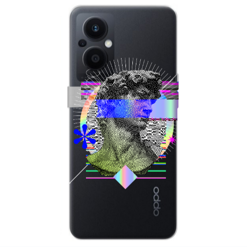 Oppo Reno 7 Lite Statue pixels Transparent Silicone TPU Θήκη