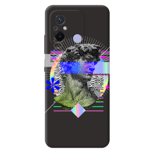 Xiaomi Redmi 12C Statue pixels Black Colored Silicone TPU Θήκη