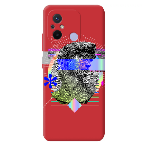 Xiaomi Redmi 12C Statue pixels Red Colored Silicone TPU Θήκη