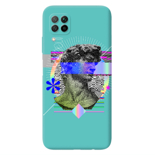 Huawei P40 Lite Statue pixels Turquoise Colored Silicone TPU Θήκη