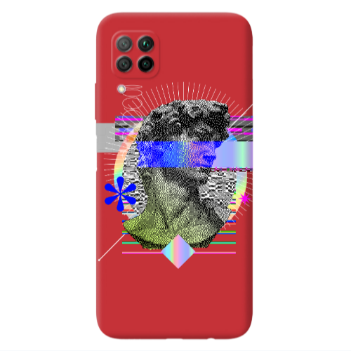 Huawei P40 Lite Statue pixels Red Colored Silicone TPU Θήκη