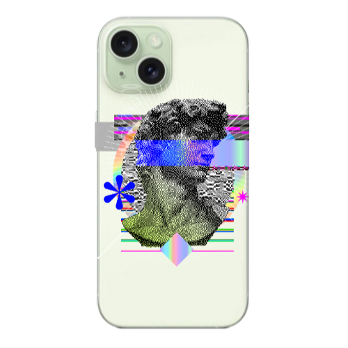 Apple iPhone 15 Statue pixels Transparent Silicone TPU Θήκη
