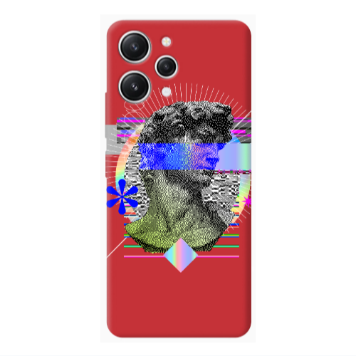 Xiaomi Redmi 12 Statue pixels Red Colored Silicone TPU Θήκη
