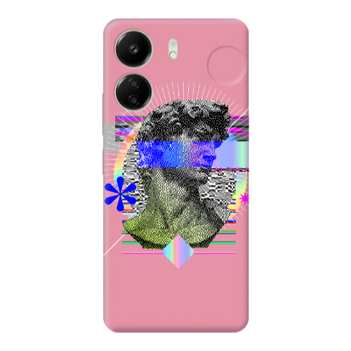 Xiaomi Redmi 13C Statue pixels Pink Colored Silicone TPU Θήκη