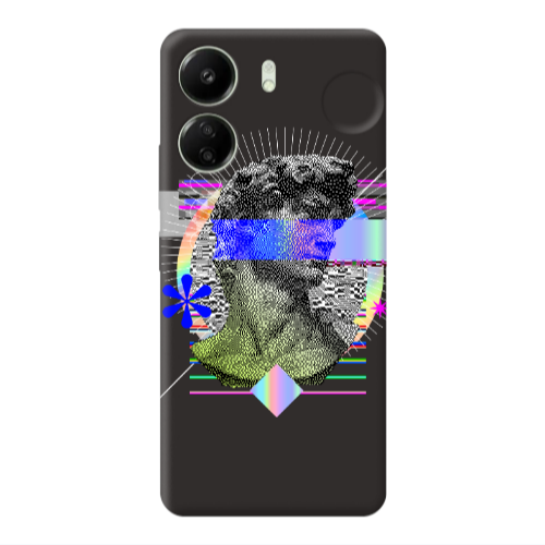 Xiaomi Redmi 13C Statue pixels Black Colored Silicone TPU Θήκη