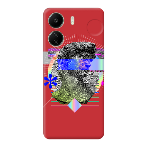 Xiaomi Redmi 13C Statue pixels Red Colored Silicone TPU Θήκη