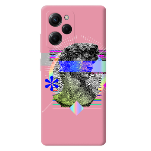 Xiaomi Poco X5 Pro Statue pixels Pink Colored Silicone TPU Θήκη