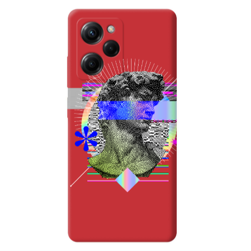 Xiaomi Poco X5 Pro Statue pixels Red Colored Silicone TPU Θήκη