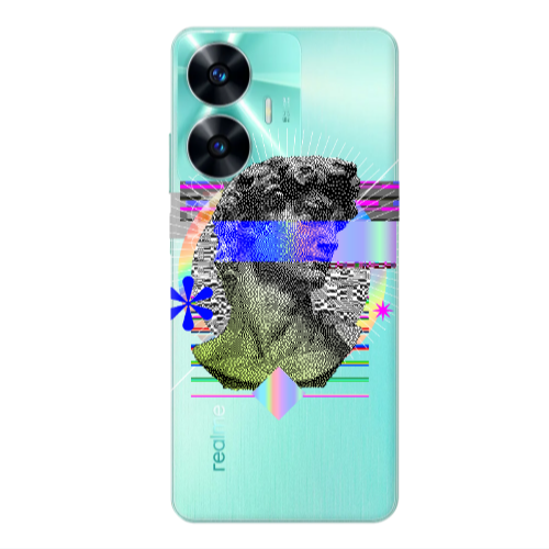 Realme C55 Statue pixels Transparent Silicone TPU Θήκη