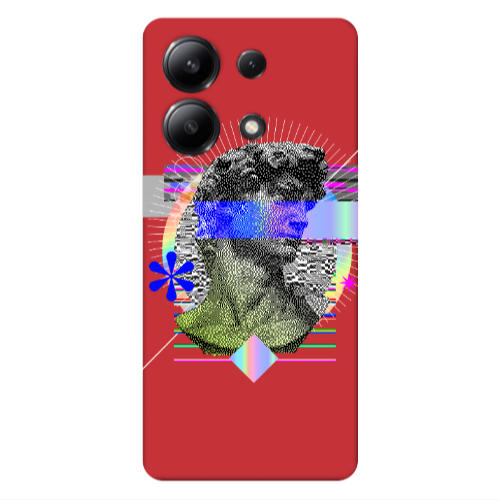 Xiaomi Redmi Note 13 4G Statue pixels Red Colored Silicone TPU Θήκη