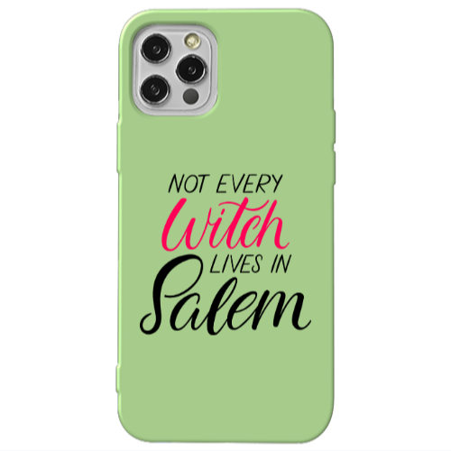 Apple iPhone 12 Pro Not every witch lives in salem Light Green Colored Silicone TPU Θήκη