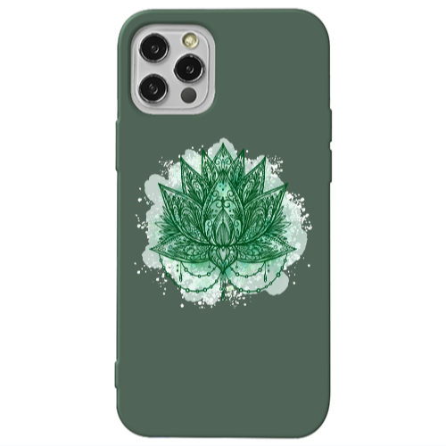 Apple iPhone 12 Pro Witch leaf Dark Green Colored Silicone TPU Θήκη