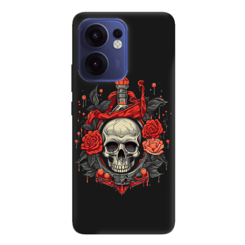 Oppo Reno 13 F Flower head Black Colored Silicone TPU Θήκη