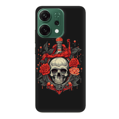 Oppo RENO 14 Flower head Black Colored Silicone TPU Θήκη