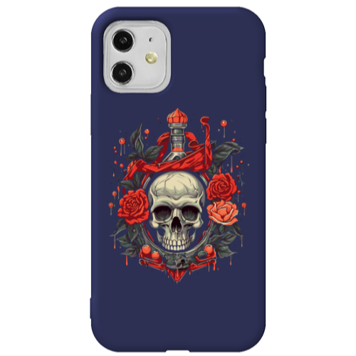 Apple iPhone 11  Flower head Dark blue Colored Silicone TPU Θήκη
