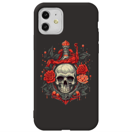 Apple iPhone 11  Flower head Black Colored Silicone TPU Θήκη