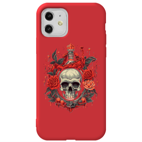 Apple iPhone 11  Flower head Red Colored Silicone TPU Θήκη